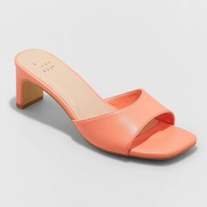 Women's Lindie Heels - A New Day™ size 12 Coral Heeled Mules